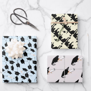 Grad Cap Toss Graduation  Wrapping Paper Sheet