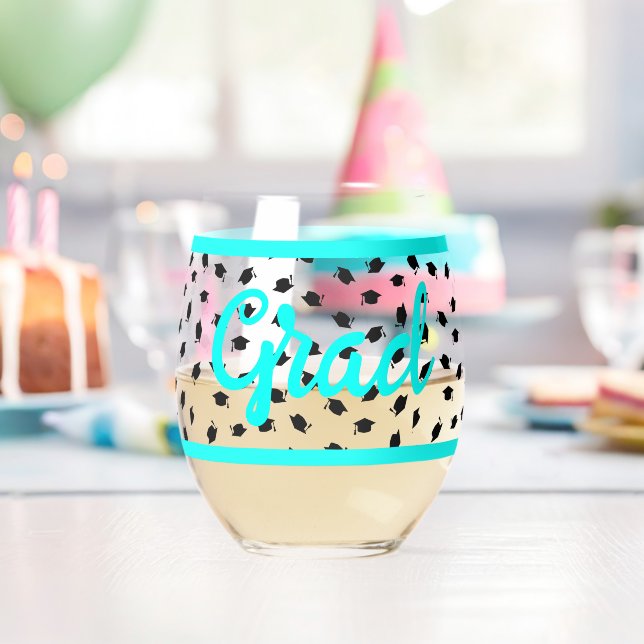 Grad Caps Pattern Drinking Glasses (Insitu (Birthday))