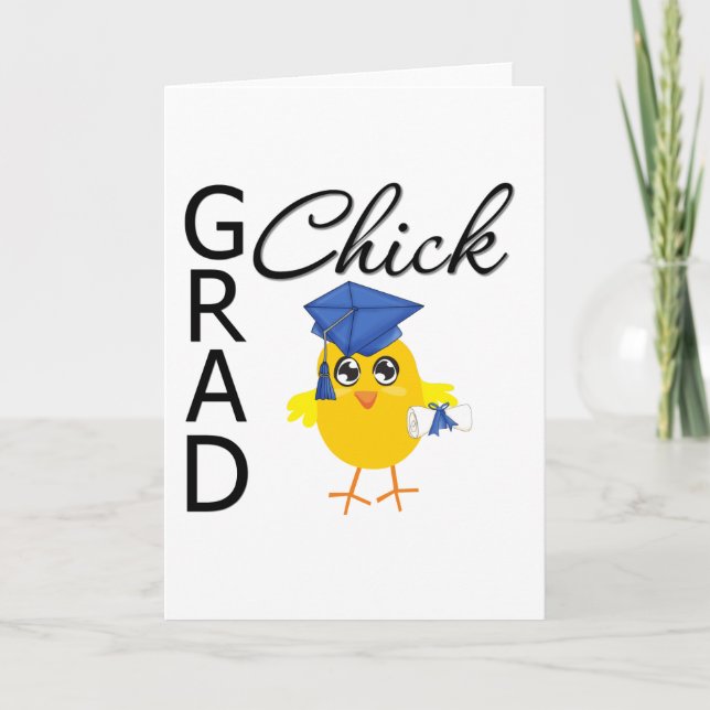 Grad Chick (Blue Cap) Card (Front)
