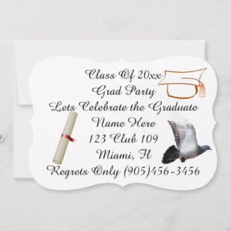 Grad Class Fancy Doves Peace Personalise Name Invitation