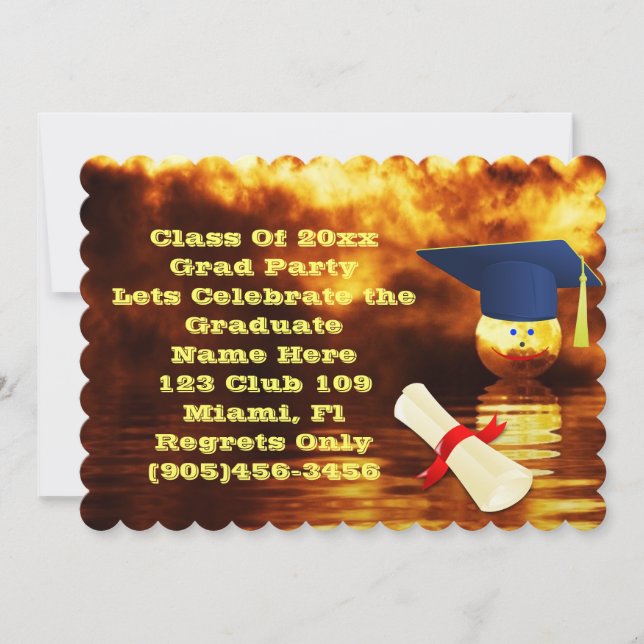 Grad Class Fancy Personalise Name Personalise Fire Invitation (Front)