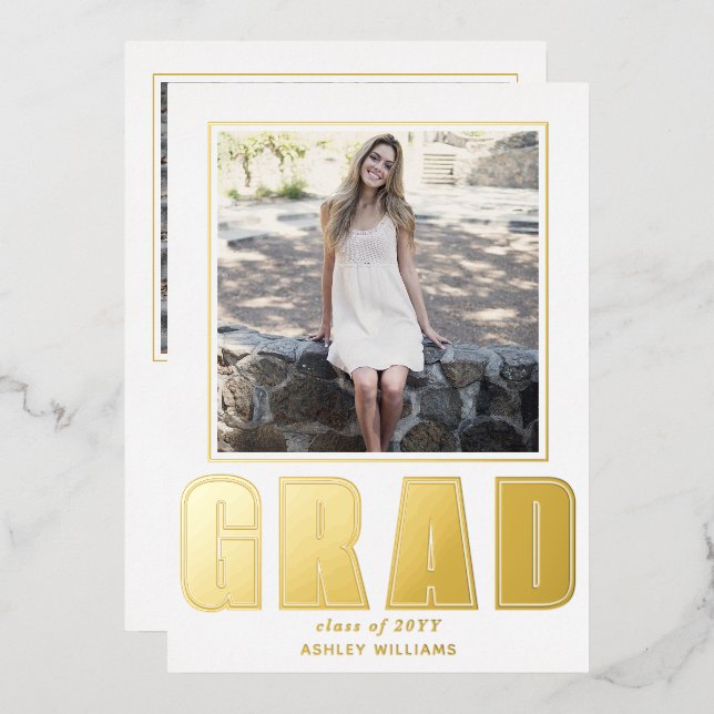 GRAD Class of 2024 graduation white announcement (Front/Back)