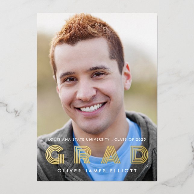 GRAD Class of 2025 Photo Graduation Gold Foil (Front)