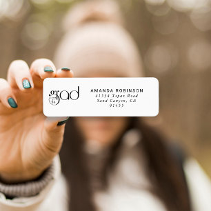 Grad Class of 2026 Black Typography Return Address Label