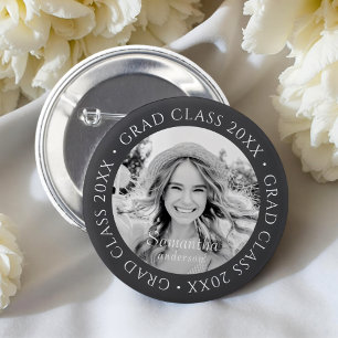 Grad Class of 20XX Simple Modern Custom Photo 6 Cm Round Badge