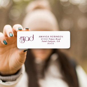 Grad Class of '26 Maroon Typography Return Address Return Address Label