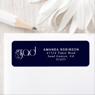 Grad Class of '26 Navy Typography Return Address Label