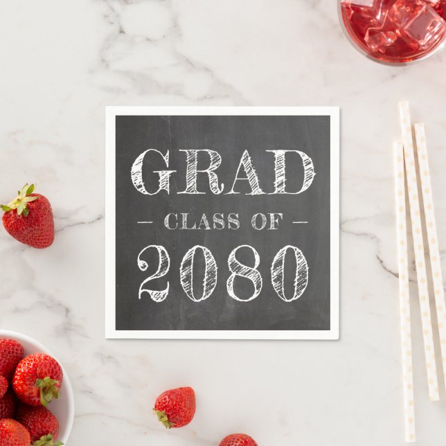 Grad class year chalkboard handwritten typography  napkin (Insitu)