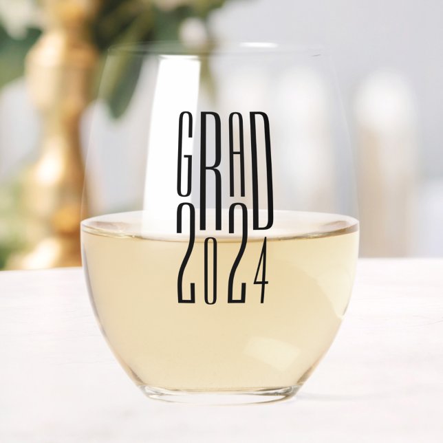 Grad College High School Senior Graduation Stemless Wine Glass (Grad College High School Senior Graduation Stemless Wine Glass)