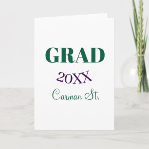 grad congrats green purple bold year 20XX graduate Card