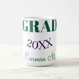 grad congrats green purple bold year 20XX graduate Coffee Mug