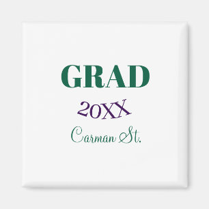 grad congrats green purple bold year 20XX graduate Magnet
