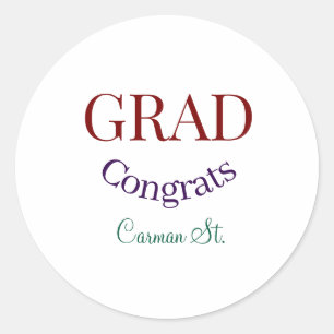 grad congrats mauve purple bold year 20XX graduate Classic Round Sticker