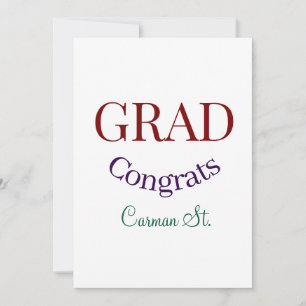 grad congrats mauve purple bold year 20XX graduate Invitation