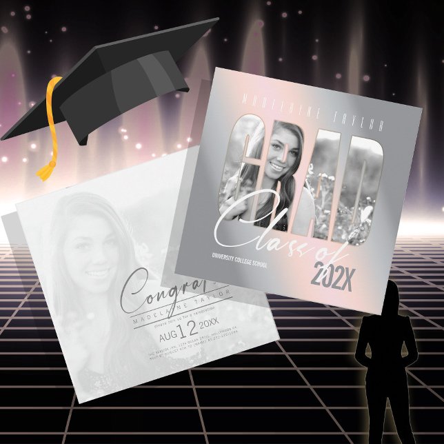 Grad Cutout Photo Gradient Blush ID898 Invitation (Creator Uploaded)