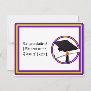 Grad Diploma School Colours Purple and Gold Invitation