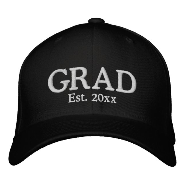 Grad Established date white custom graduate Embroidered Hat (Front)
