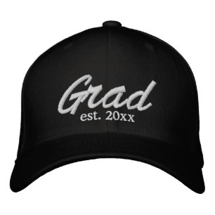 Grad Established date white custom script graduate Embroidered Hat