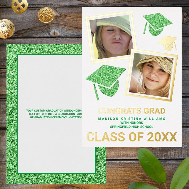 Grad Glam Green Cap Photo Collage Graduate (Creator Uploaded)