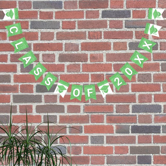 Grad Glam Green Cap Simple Class Of Plus Year Bunting (Creator Uploaded)