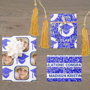 Grad Glam Navy Cap Modern Assorted Celebrate Wrapping Paper Sheet