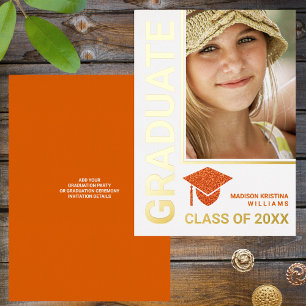 Grad Glam Orange Cap Stylish Graduate Photo