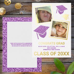 Grad Glam Purple Cap Photo Collage Graduate