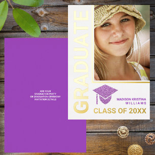 Grad Glam Purple Cap Stylish Graduate Photo