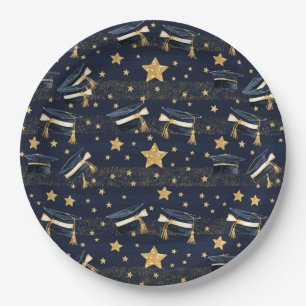Grad Glow: Caps, Stars & Celebration! Paper Plate