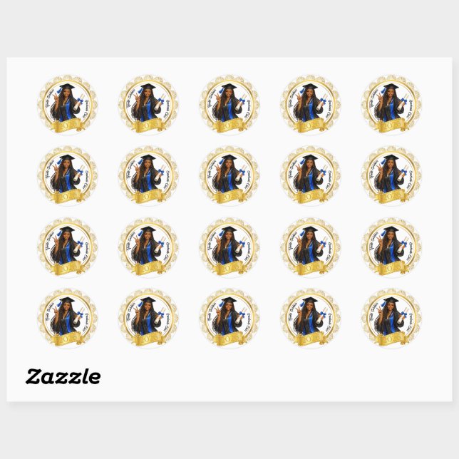 Grad Gold  Classic Round Sticker (Sheet)