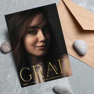 GRAD Gold Foil Leaf Modern Photo Announcement