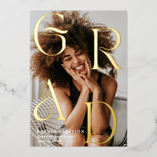 Grad Gold Stacked Letters Typography Graduation