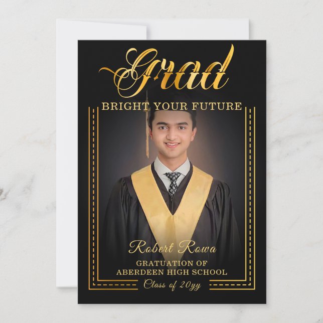 Grad. Golden touch Brighten your future Invitation (Front)