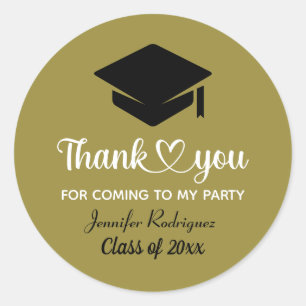 Grad Graduate Cap Thank You For Coming To My Party Classic Round Sticker