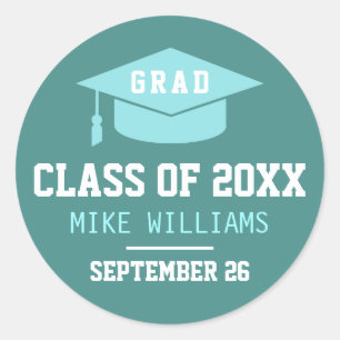Grad / Graduate / Graduation bluish Classic Round Sticker