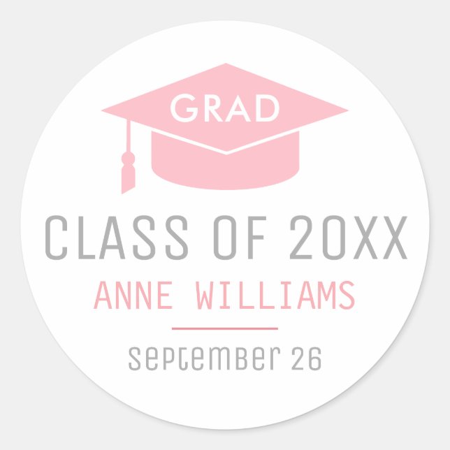 grad / graduate / graduation feminine classic round sticker (Front)