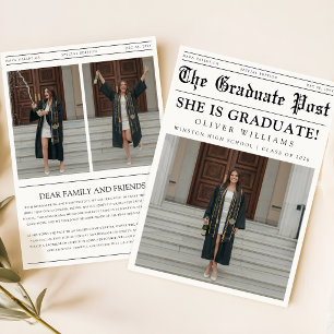 Grad Graduate Photo Collage Newspaper Graduation Announcement