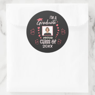 Grad Graduate Photo Graduation Class Personalise  Classic Round Sticker