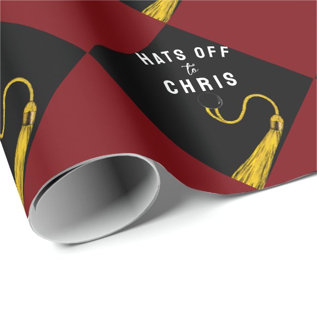 Grad Graduation Gift Maroon Wrapping Paper (Roll Corner)