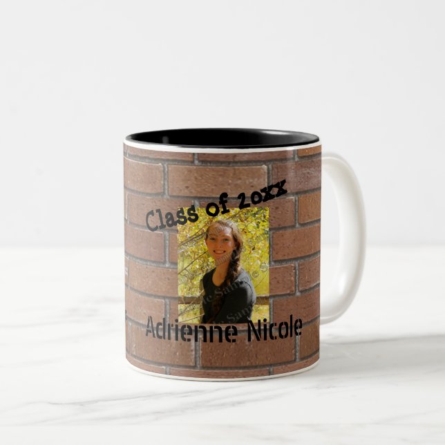 Grad Graffiti Photo on Bricks Customised Two-Tone Coffee Mug (Front Right)