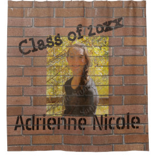 Grad Graffiti Photo on Bricks Shower Curtain