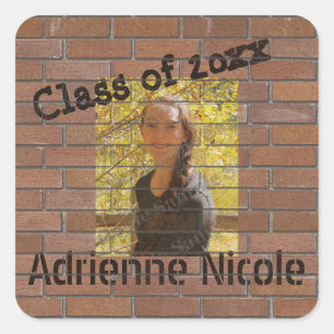 Grad Graffiti Photo on Bricks Shower Curtain Napki Square Sticker