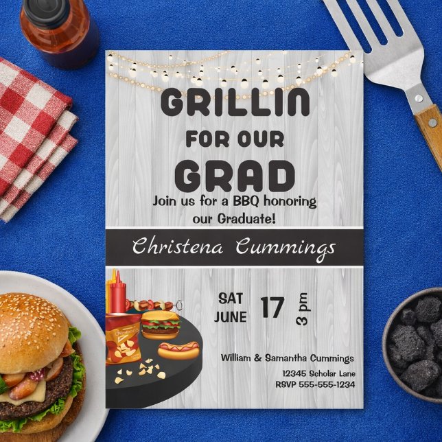 Grad & Grill Graduation Barbeque Invitation (Creator Uploaded)