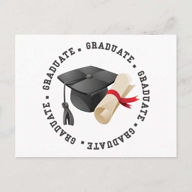 Grad Hat and Degree Postcard (Front)