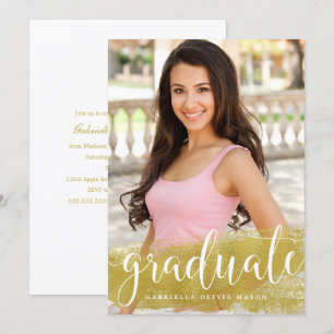 Grad In Gold Graduation Party Invitation