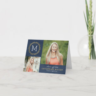 Grad Initial EDITABLE COLOR Graduation Thank You Card