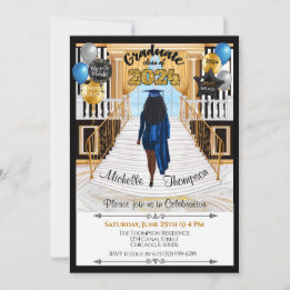 Grad Invitation African American Blue Gown