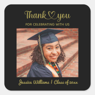 Grad Love And Thanks Custom Photo Personalised Square Sticker