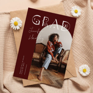 GRAD Maroon Arch Mystical Graduation Announcement