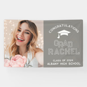 Grad Modern Floral Graduate Graduation Party Banner